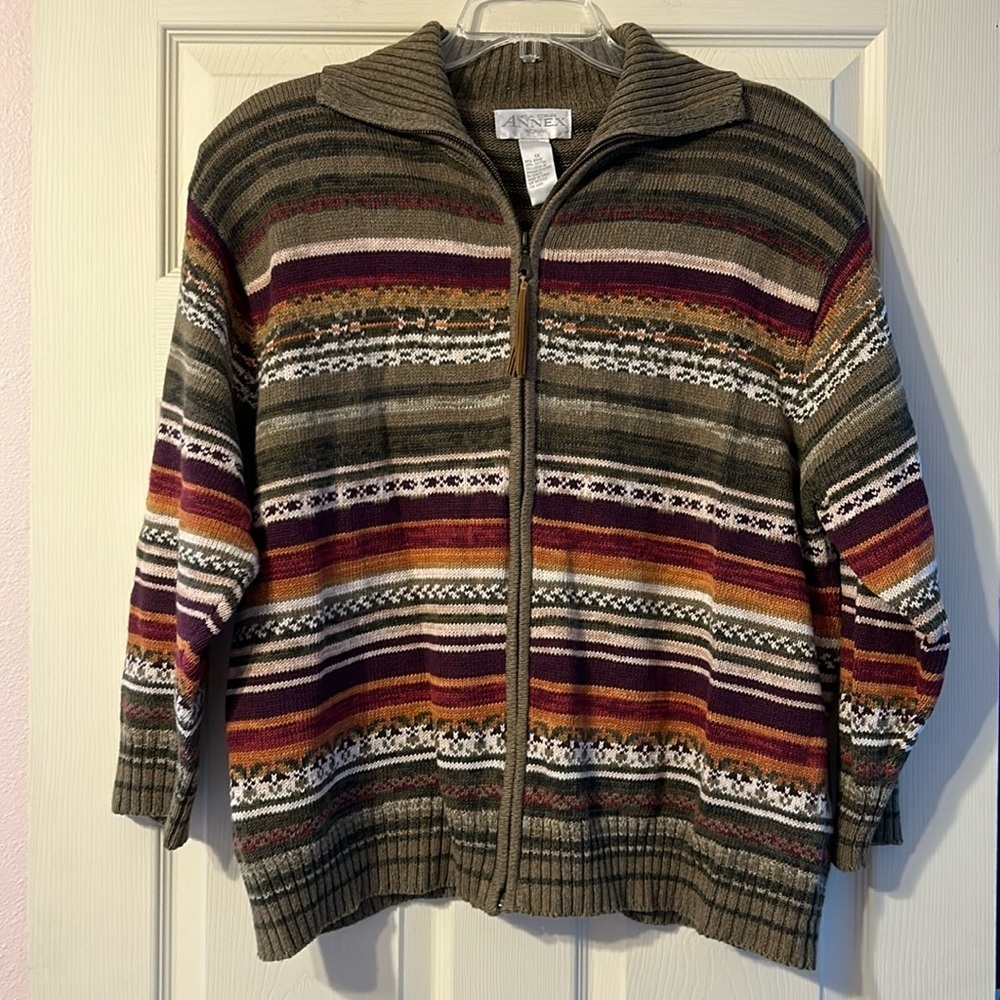 Vintage Casual Corner Annex Woman Green Fair Isle Sweater 1X